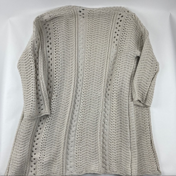 Final Touch Womens Cardigan Open Front Loose Knit Beige S/M - Picture 6 of 7